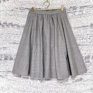 Theao Flare Skirt Knee Length Wool Blend Stretch Gray